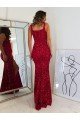 Square Neck Sleeveless Long Velvet Sequin Prom Dress with Slit Essex
