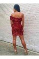 Short One Shoulder Sleeveless Velvet Sequin Cocktail Prom Dress Essex