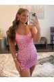 Spaghetti Straps Sleeveless Short Velvet Sequin Prom Dress Essex
