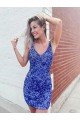 Short Velvet Sequin V-Neck Sleeveless Prom Dress Essex