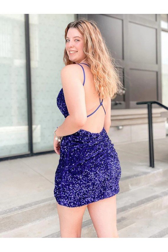 Sleeveless Short Velvet Sequin V-Neck Prom Dress Essex