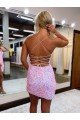 V-Neck Sleeveless Short Velvet Sequin Cocktail Prom Dress Essex