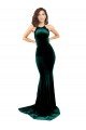 High Neck Formal Stretch Velvet Bridesmaid Dress / Prom Dress with Black Lace Embroidery Essex