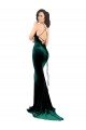 High Neck Formal Stretch Velvet Bridesmaid Dress / Prom Dress with Black Lace Embroidery Essex