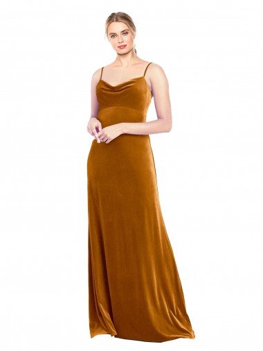 Long Velvet Cowl Neck Slip Bridesmaid Dress / Prom Dress Essex