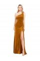 Sleek One Shoulder Long Formal Velvet Bridesmaid Dress / Prom Dress Essex