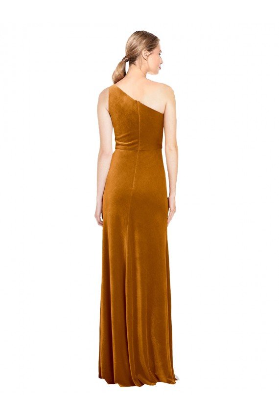 Sleek One Shoulder Long Formal Velvet Bridesmaid Dress / Prom Dress Essex