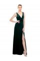 Sleek V-Neck Long Formal Velvet Bridesmaid Dress / Prom Dress with Side Slit Essex