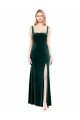 Square Neck Full Length Velvet Bridesmaid Dress / Prom Dress with Side Slit Essex