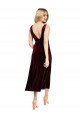 Daring Plunging V-Neckline Short Midi Cocktail Length Velvet Bridesmaid Dress / Prom Dress Essex