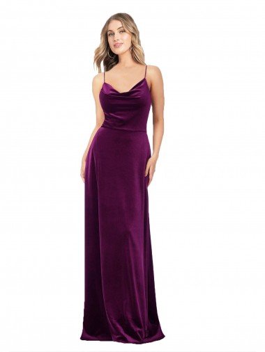 Draped Neckline Spaghetti Straps Formal Velvet Bridesmaid Dress / Prom Dress Essex