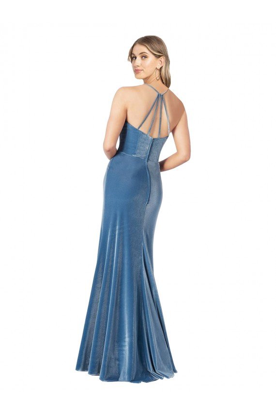 Vintage Velvet High Neck Formal Bridesmaid Dress / Prom Dress with Strappy Back Essex