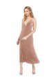 Midi Cocktail Length Short V-Neck Velvet Bridesmaid Dress / Prom Dress with Notched Neckline Essex