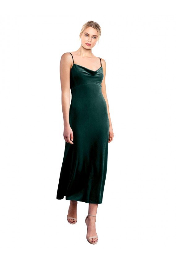 Midi Cocktail Length Cowl Neck Velvet Slip Bridesmaid Dress / Prom Dress Essex