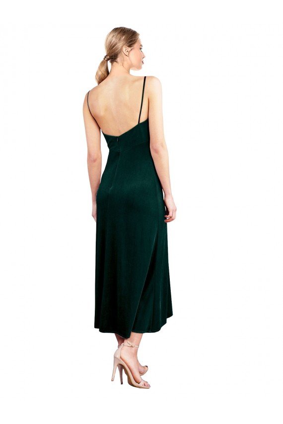 Midi Cocktail Length Cowl Neck Velvet Slip Bridesmaid Dress / Prom Dress Essex