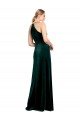 Long Jewel Neck Full Length Velvet Bridesmaid Dress / Prom Dress with Side Slit Essex
