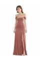 Off the Shoulder Flounce Sleeve Velvet Maxi Bridesmaid Dress / Prom Dress with Pockets Essex