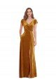 Cap Sleeve Faux Wrap Formal Velvet Maxi Bridesmaid Dress / Prom Dress with Pockets Essex