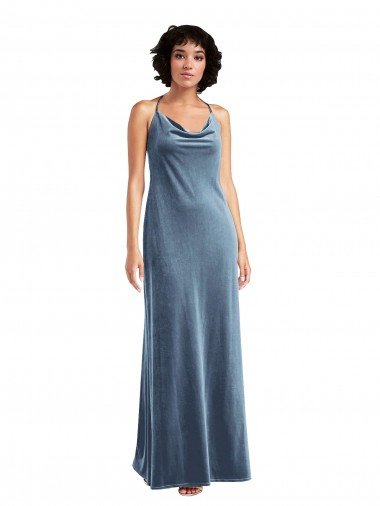 Cowl Neck Convertible Velvet Maxi Slip Dress Essex