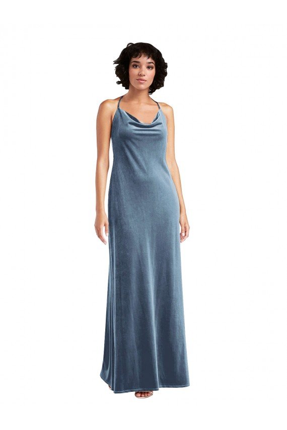 Cowl Neck Convertible Velvet Maxi Slip Dress Essex