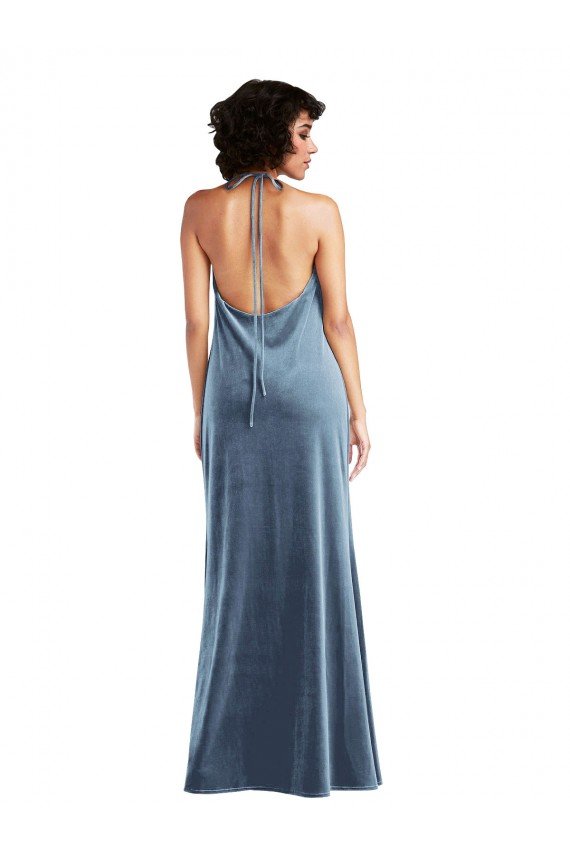 Cowl Neck Convertible Velvet Maxi Slip Dress Essex