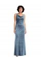 Floor Length Cowl Neck Long Stretch Velvet Maxi Bridesmaid Dress / Prom Dress Essex