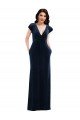 Flutter Sleeve Wrap Bodice Formal Velvet Maxi Bridesmaid Dress / Prom Dress with Pockets Essex