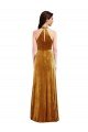 High-Neck Halter Velvet Maxi Bridesmaid Dress / Prom Dress with Front Slit Essex