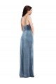 Spaghetti Strap Formal Velvet Maxi Bridesmaid Dress / Prom Dress with Draped Skirt Essex