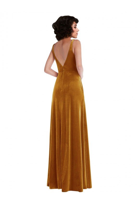 Twist Front Cutout Velvet Maxi Bridesmaid Dress / Prom Dress with Pockets Essex