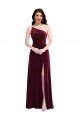 One Shoulder Spaghetti Strap Velvet Maxi Bridesmaid Dress / Prom Dress with Pockets Essex