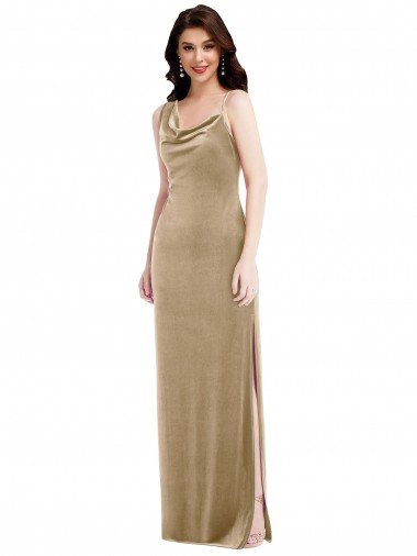 Asymmetrical One Shoulder Formal Velvet Maxi Slip Bridesmaid Dress / Prom Dress Essex