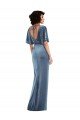 Flutter Sleeve Open Back Velvet Maxi Bridesmaid Dress / Prom Dress with Pockets & Draped Wrap Skirt Pockets Essex