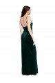Straight Neckline Spaghetti Straps Long Velvet Bridesmaid Dress / Prom Dress with High Side Slit Essex