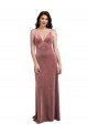 Low Scoop Back Long V-Neck Formal Velvet Slip Bridesmaid Dress / Prom Dress Essex