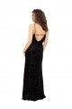 V-Neck Cowl Back Floral Velvet Bridesmaid Dress with Front Slit and Deep V-Neck Essex