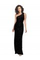 One Shoulder Long Sheath Sleeveless Floral Velvet Bridesmaid Dress Essex