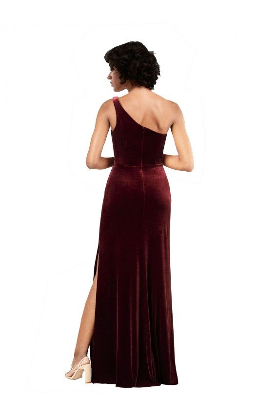 Formal One Shoulder Floor-Length Velvet Bridesmaid Dress / Prom Dress Essex