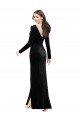 Long Sleeves Formal Velvet Bridesmaid Dress / Prom Dress with V-Neckline and Thigh Slit Essex