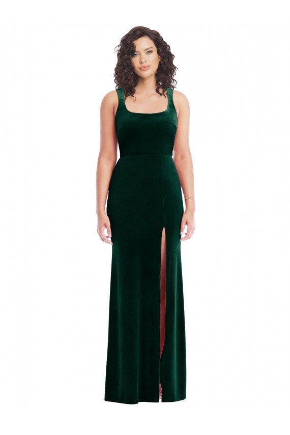 Square Neck Long Velvet Maxi Bridesmaid Dress / Prom Dress Essex