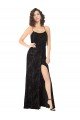 Floral Velvet Cowl Neck Bridesmaid Dress with Skirt Slit Essex