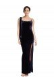 Long Formal Velvet Bridesmaid Dress / Prom Dress with Side Thigh Split and Shoulder Tie Essex