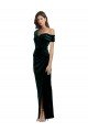 Long Asymmetric Neckline Ruched Formal Velvet Bridesmaid Dress / Prom Dress Essex