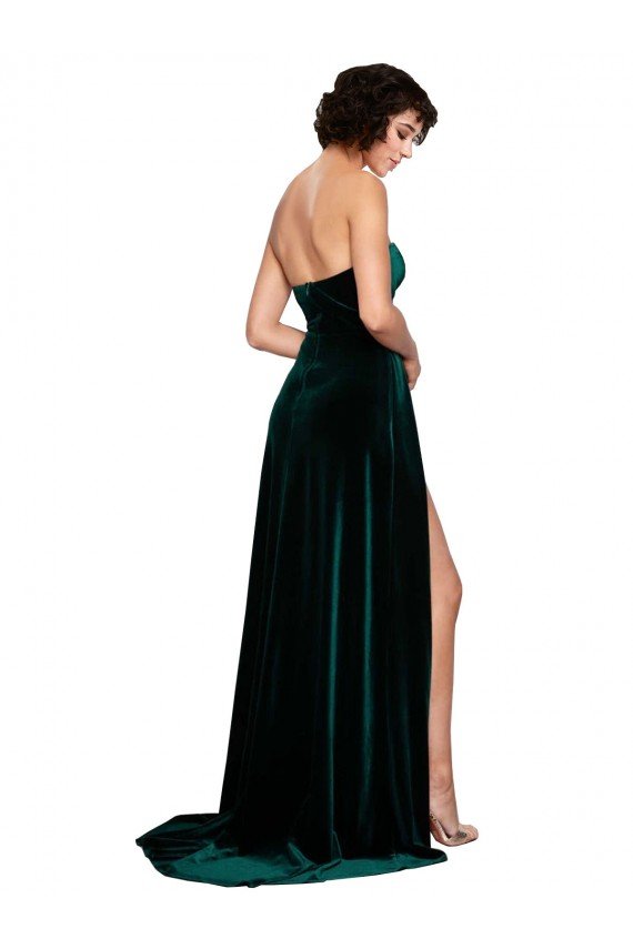Sweetheart Fluid Velvet Bridesmaid Dress / Prom Dress with High Split Essex